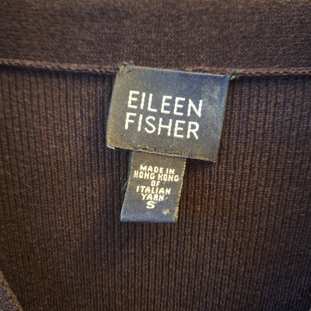 EILEEN FISHER Black Vneck Top Viscose Stretch Tunic Relaxed Lagenlook Womens S - Picture 2 of 7